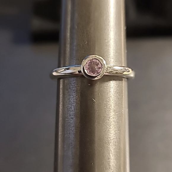 Sterling Silver/Pink Genuine Tourmaline Ring---EUC - Picture 2 of 5